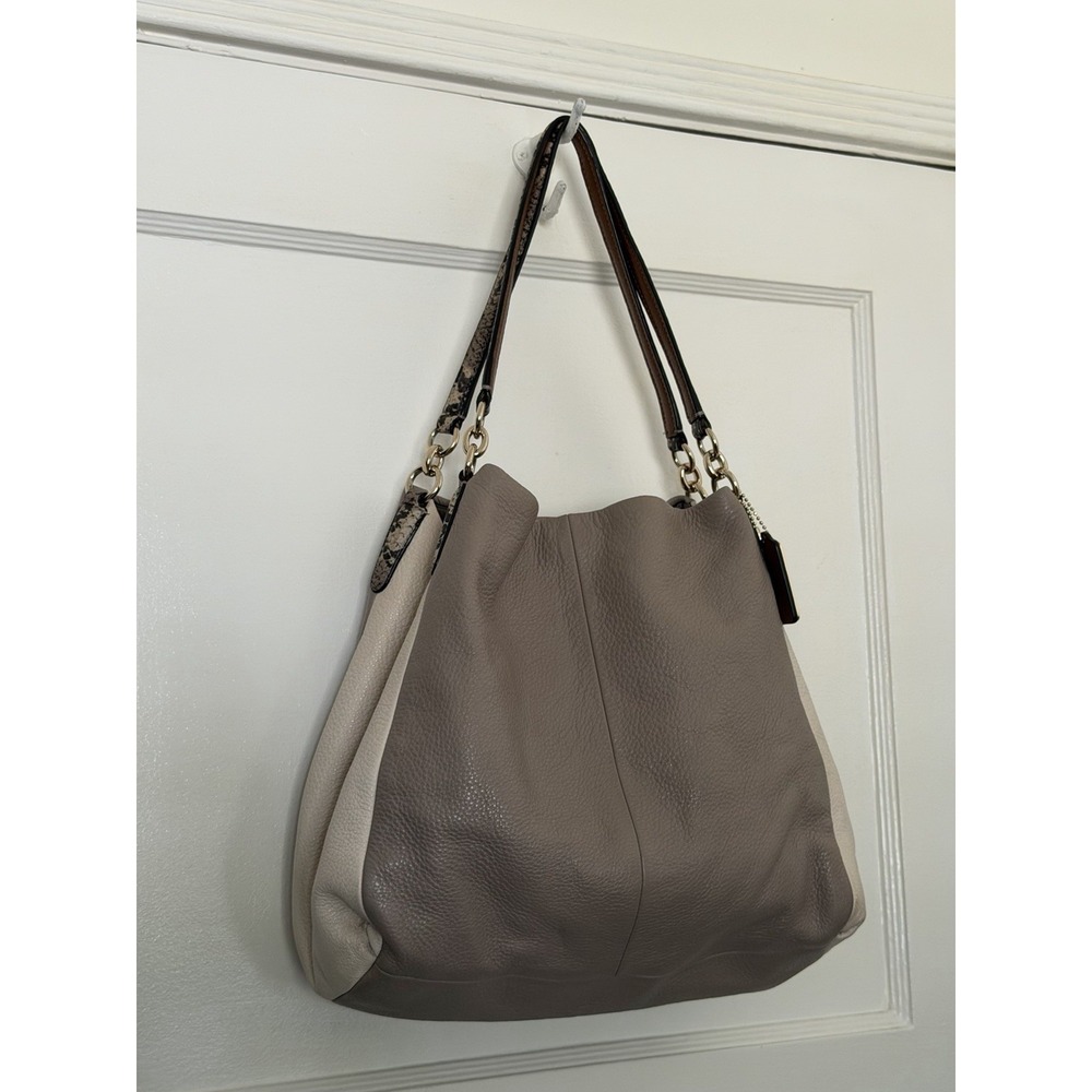 Coach Bag Madison Leather Phoebe Shoulder Bag Y2K Vintage Grey Pebble Snake Hobo - Picture 5 of 13